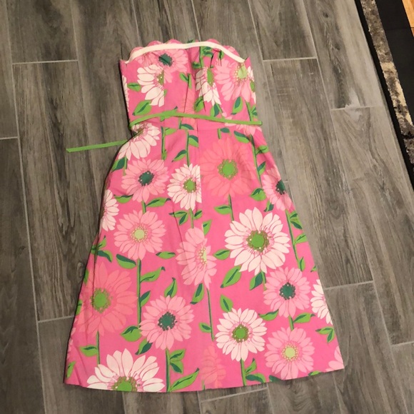 Lilly Pulitzer pink flower strapless dress size 2 - Picture 4 of 5